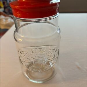 Vintage  Anchor Hocking 1976 Liberty Bell  Glass Jar with  Red Lid